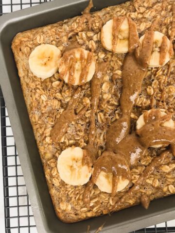 Top view of Easy Baked Oatmeal in tray