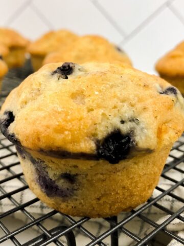 Banana Blueberry muffin on cooling rack