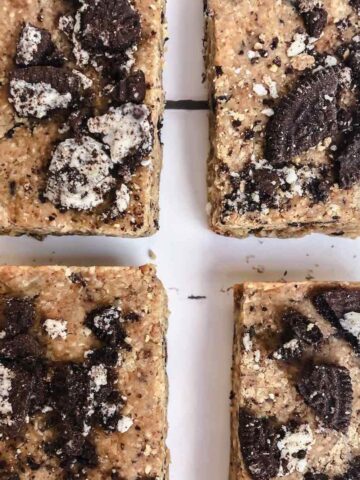 Overhead shot of cookie dough protein bars