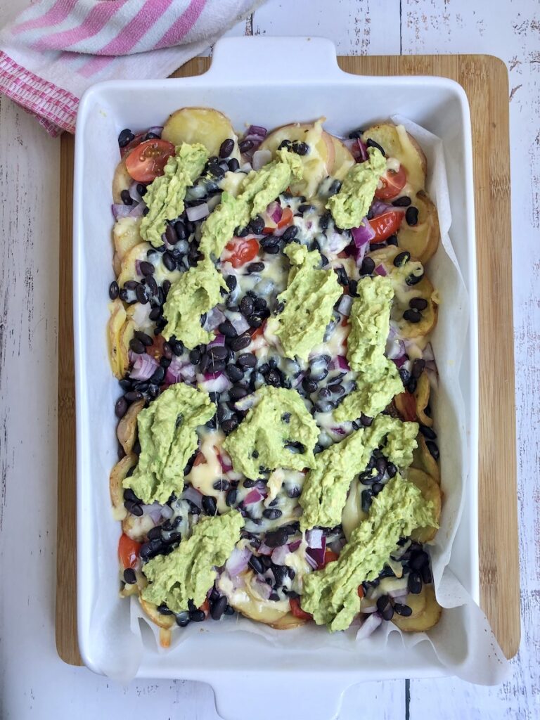 Overhead shot of potato nachos