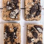 Overhead view of cookie dough protein bars